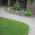 Curved Paving Stone Sidewalk and Paver Driveway